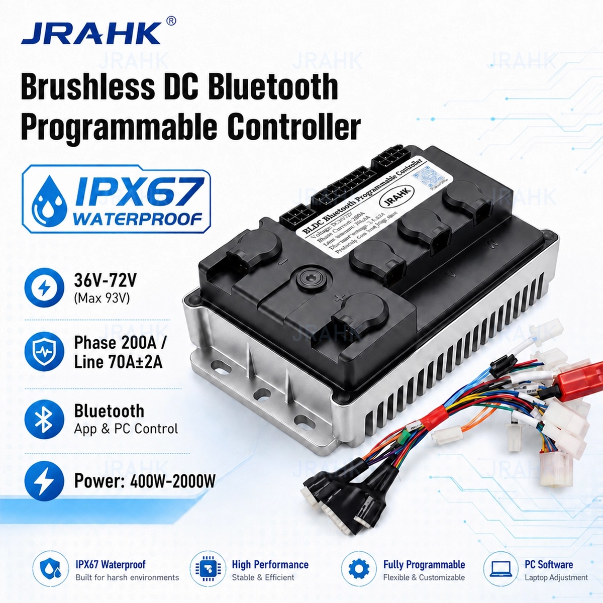 Kelly Kls7230S Controller - Контроллер двигателя JRAHK 36В-72В BLDC, программируемый