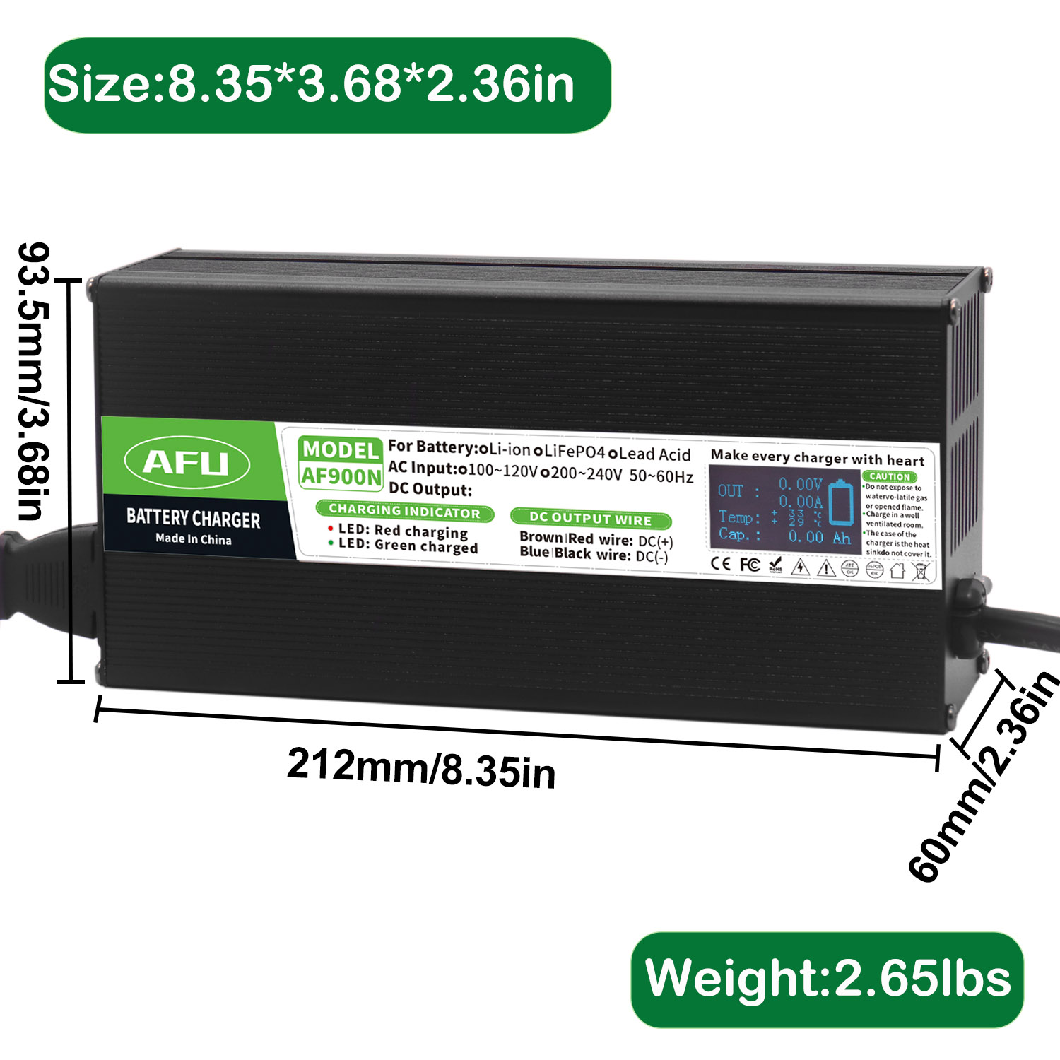 Зарядное устройство LiFePO4 58 – обзор и цена 84V 20A Smart Charger